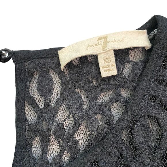 7 For All Mankind Black Sheer Ruffled Blouse with Bell Sleeves - Picture 6 of 9